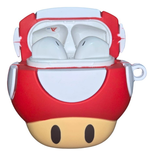 Audifonos Inalambricos Bluetooth Con Funda De Mario Bross Toad Honguito