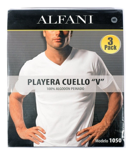 Imagen 7 de 9 de Paquete De 3 Playeras Alfani Blancas Cuello V Para Hombre