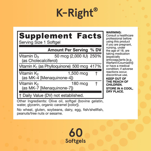 Jarrow Formulas K-right Complejo Vitamina K 60 Cápsulas