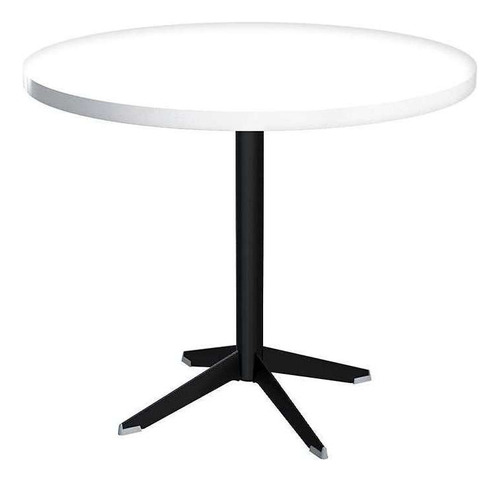 Mesa De Jantar Redonda Fort Branca E Preta 90 Cm Cor Branco