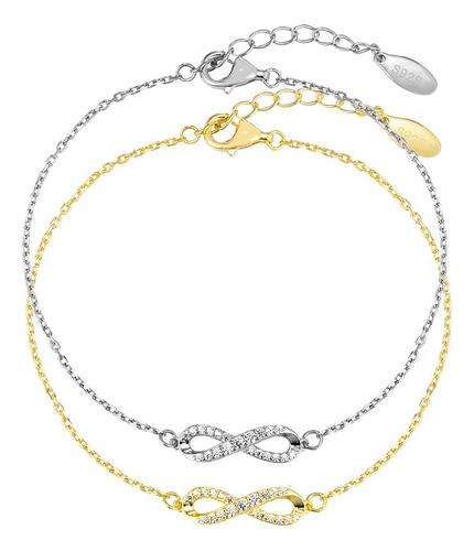 Pulsera De Plata 925 Dije De Infinito Con Circonias Blancas