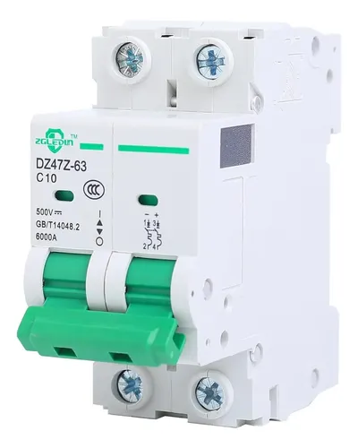 2 Disyuntores En Miniatura DC 1000V 20A 2P - DZ47-63, Montaje En Rail DIN 35 Mm