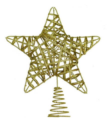 Estrella Puntal Dorado Alambre 22cm Para Arbol De Navidad 