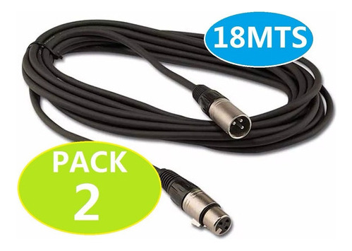 Pack2 Cable Extensión Dmx - Xlr3 18metros