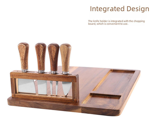 Tablero De Quesos De Bambú Y Cuchillos Play Platter Board