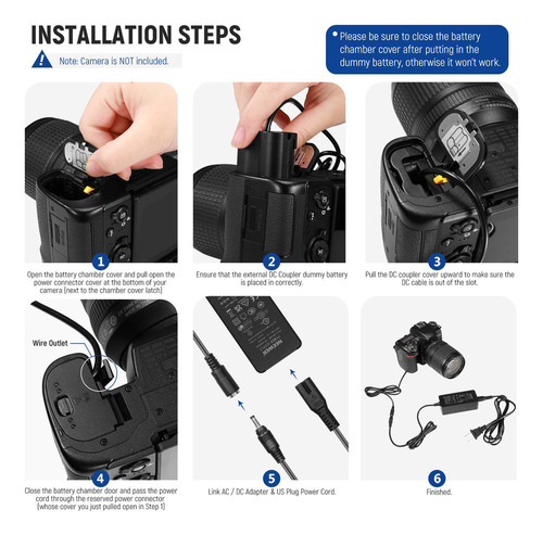 . Neewer En-el15 Batería Ficticia Adaptador Corriente P/