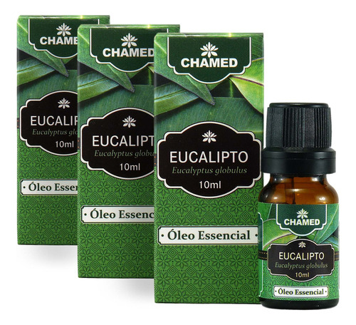 Kit 3 Óleo Essencial De Eucalipto Globulus 10ml Puro Chamed