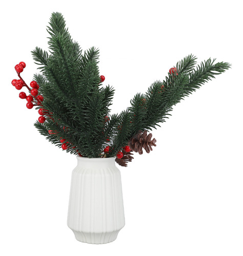 Pine Branches Red Berry Stems Xmas Artificial Sprigs