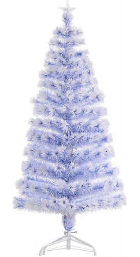 Arbol De Navidad Blanco De Fibra Optica Multicolor 210cm