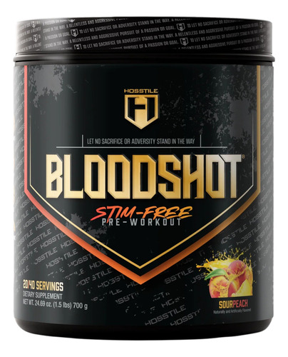 Hosstile Bloodshot Stim Free 40 Servicios 700 Gr Sabor Sour Peach