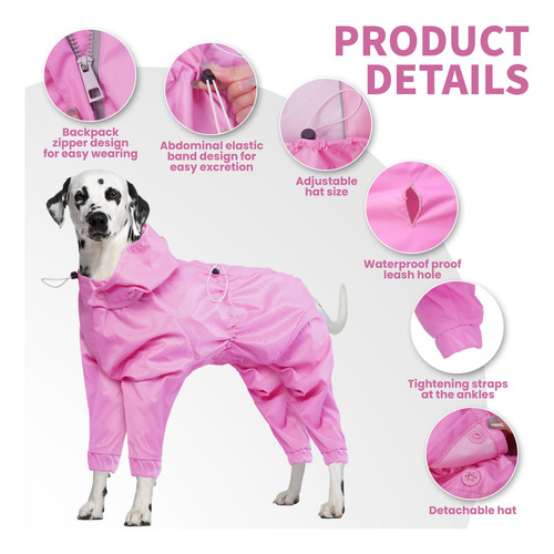 Chubasquero Para Perros Beagle Collie Chaqueta Impermeable Rosado