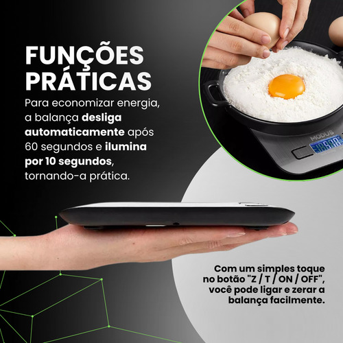 Balança Cozinha 10 Vxn Fit Alimentos 10kg Aço Inox Visor Grande Prateado
