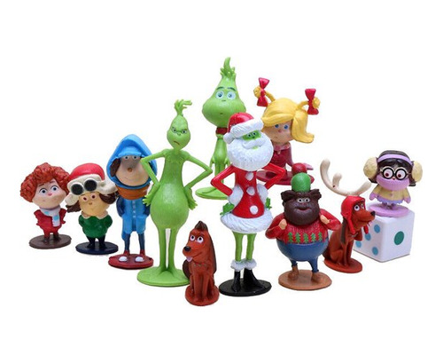 12 Minifiguras De Acción Del Grinch Navideño, Muñecos Y Jugu