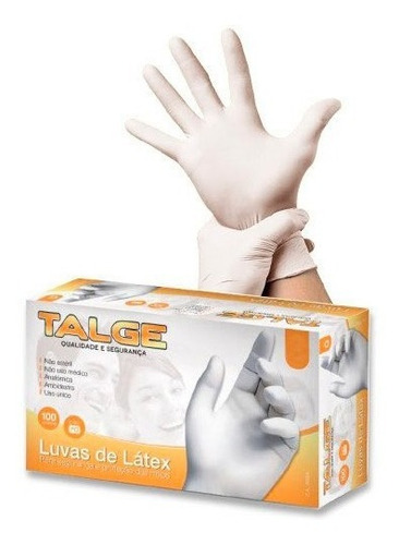 Luvas descartáveis Talge cor natural tamanho M de látex com pó x 100 unidades