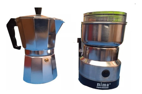 Cafetera Moka Italiana 6 Taz+ Molinillo Electrico Ace/inox