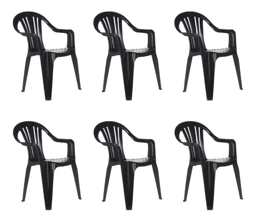 Juego De 6 Sillones Plasticos De Diseño Natal Para Jardin