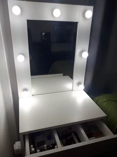 Espejo de tocador con luz LED Espejo de mesa auxiliar con asa