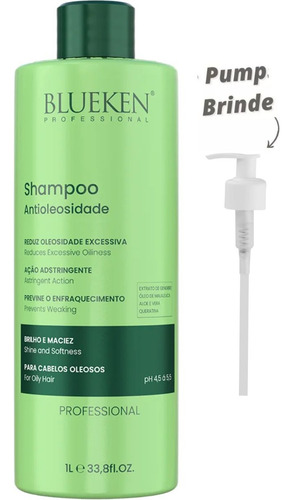 Shampoo Antioleosidade Blueken Para Cabelos Oleosos 1l