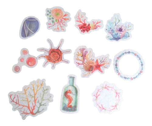 Stickers Playa Mar Sirena Pack 40 Unidades Ideal Souvenir