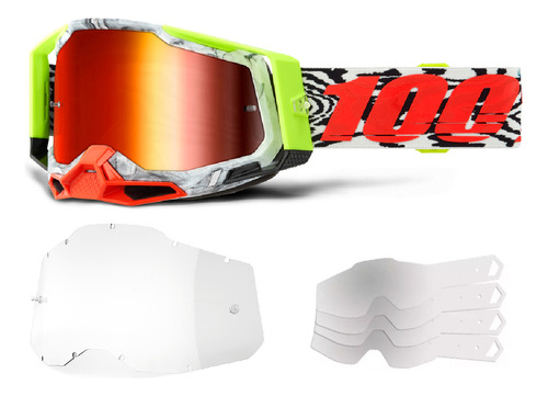 Oculos 100% Racecraft 2 Engal Colorido Motocross Trilha