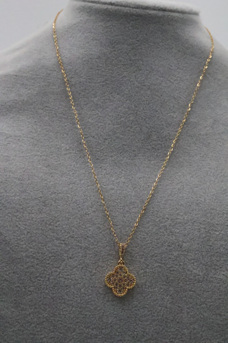 Collar 1 Trébol 15 Mm Van Cleef Acero Inoxidable 316l 47 Cm Dorado-zirconias