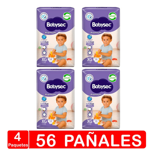 Babysec Premium - Pack X 4 Paquetes - Elige Talla 