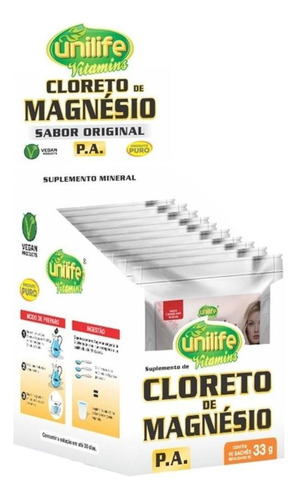 Cloreto De Magnésio Pa Unilife - Display 10 Saches 33g Sabor Sem
