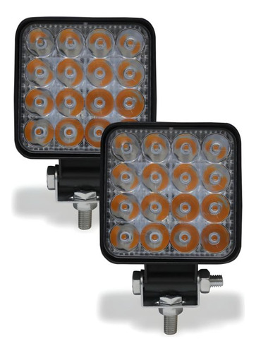 Par Faros Cuadrados 16 Led 8cm Alta Potencia Ambar