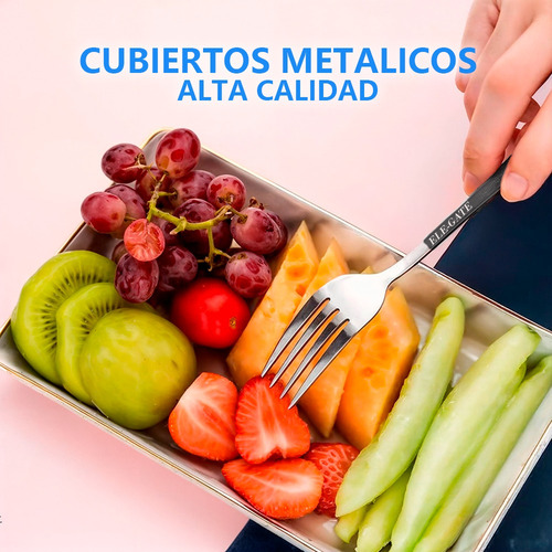 Cubiertos Set 2 Piezas Portátil Estuche Acero Inoxidable