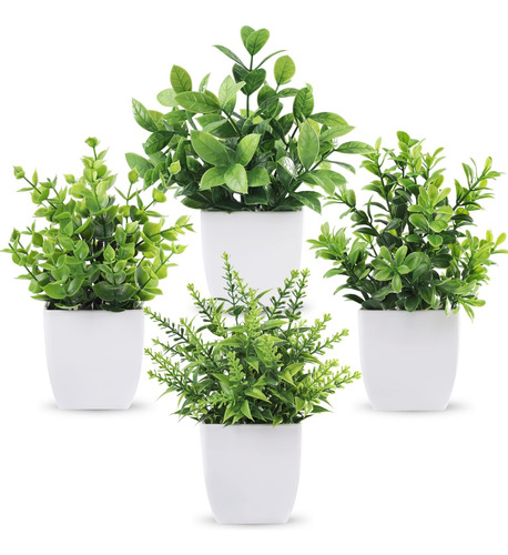 4 Plantas Artificiales Macetas Decorativas Bonsai Hogar