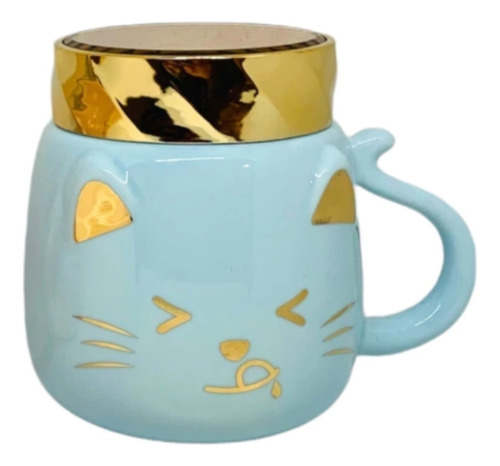 Taza Tazón Ceramica Gato Con Tapa Mug 350ml Cat Gatito