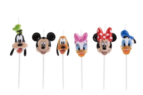 Vela Mickey E Sua Turma Com 6 Personagens Para Bolo E Festa