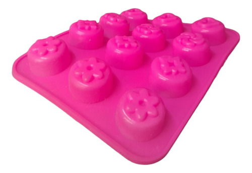 *molde Silicon 12 Botones Flores Corazones Jabon Choco Dulce