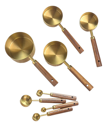 Juego De 8 Tazas Medidoras Y Cucharas, Apilables Para