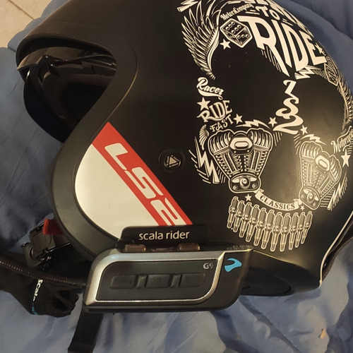 Casco Ls2- Abierto Talle S- Tres Usos Cardo Intercom Negro Sergeant S
