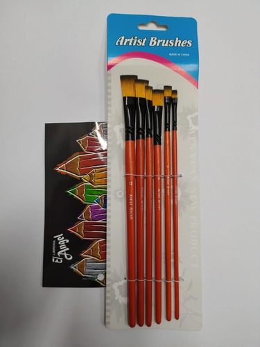 Set De 6 Pinceles Artisticos Para Acuarela Acrilico Tempera