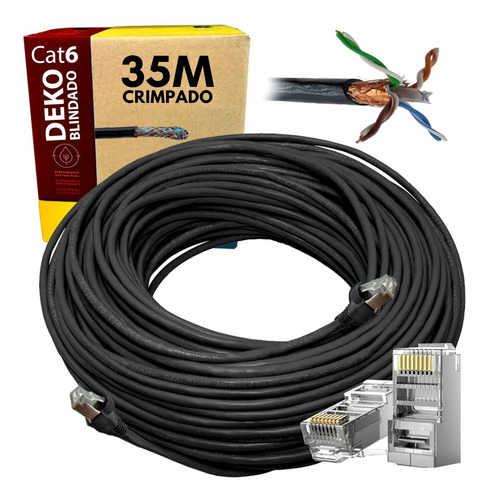 Cabo De Rede Cat6 Blindado Para Uso Externo Ftp 35 Metros
