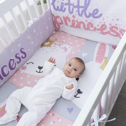 Set Edredón Cuna Little Princess Niña Poliéster Chiqui Mundo Set Con 6 Piezas Rosa Little Princess