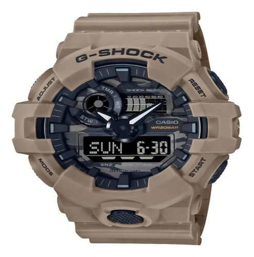Relógio Casio G-shock Ga-700ca-5adr Utility Camo Militar Cor Da Correia Bege Cor Do Bisel Bege Cor Do Fundo Preto