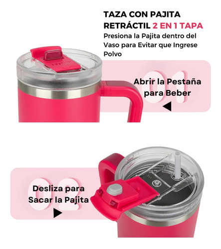 Vaso Termico Stainless Acero Inoxidable Cafe Sorbito Pajita