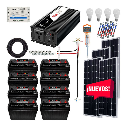 Kit Solar 4500 Watts Akku, Inversor 600w Onda Pura, Pwm Sd