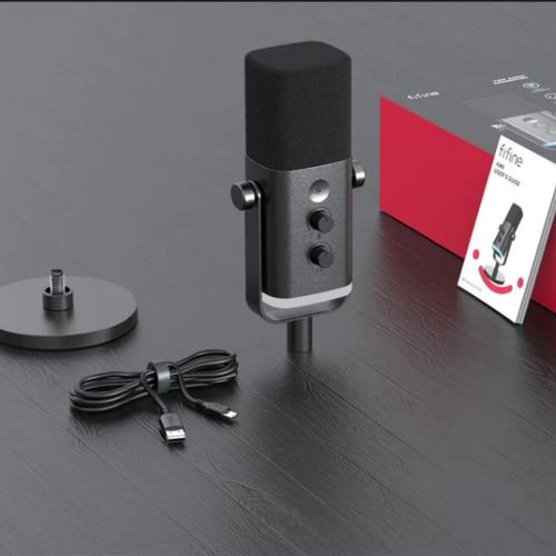 Microfone Fifine Xlr Am8 Dinâmico Cardioide Cor Black Preto