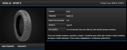 Par Pneu Largo Fazer 150 90/90-18 + 100/90-18 Sport R S/c