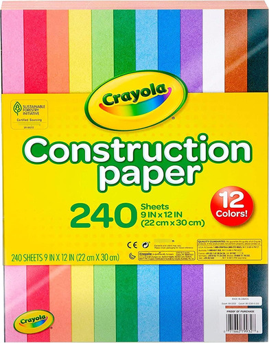 Papel De Construcción Crayola 240 Hojas Colores Variados
