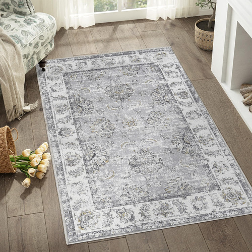 Alfombra Lavable Bohemia 3 X 5 Pies Estampado Floral
