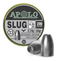 Comprar Balines Apolo Slug 6.35 Mm 33 Gr Lata X200 Punta Solida Caza