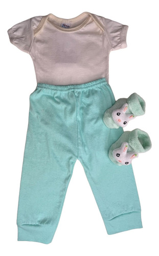 Kit Body Mijão Pantufa Bebê Tecido Macio E Confortável