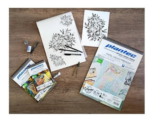 Imagen 1 de 1 de Papel Calco 55 Grs Plantec Block A5 40 Hojas Vegetal Premium