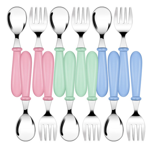 12 Piezas Set De Cubiertos De Tenedor Y Cuchara Para Niños U