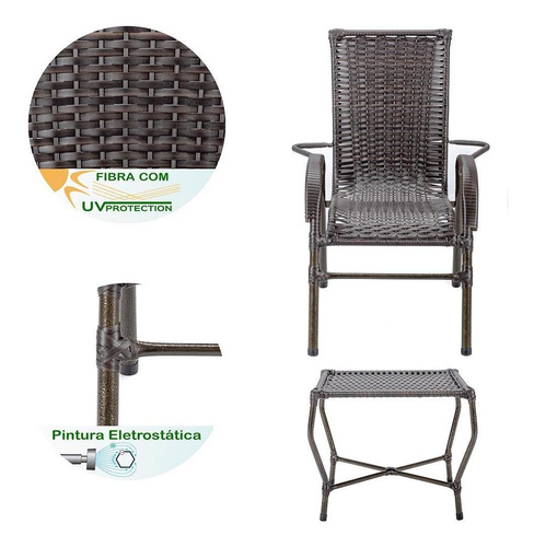Conjunto Cadeira Poltronas Cadeiras Jogo Varanda Fibra Junco